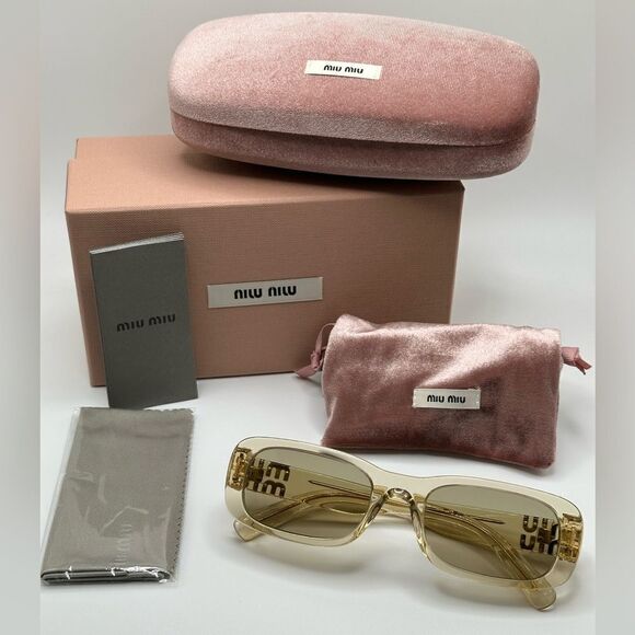 MIU MIU Sunglasses MU08ZS 11T40F Sand Transparent/Dark Brown Women NEW - Picture 11 of 13